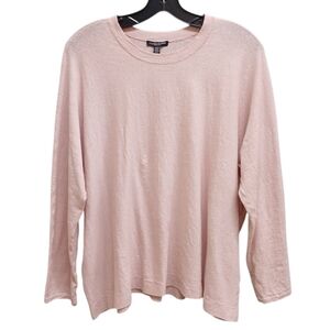 Eileen Fisher Organic Linen Light Blush Pink Long Sleeve Top Size 2X